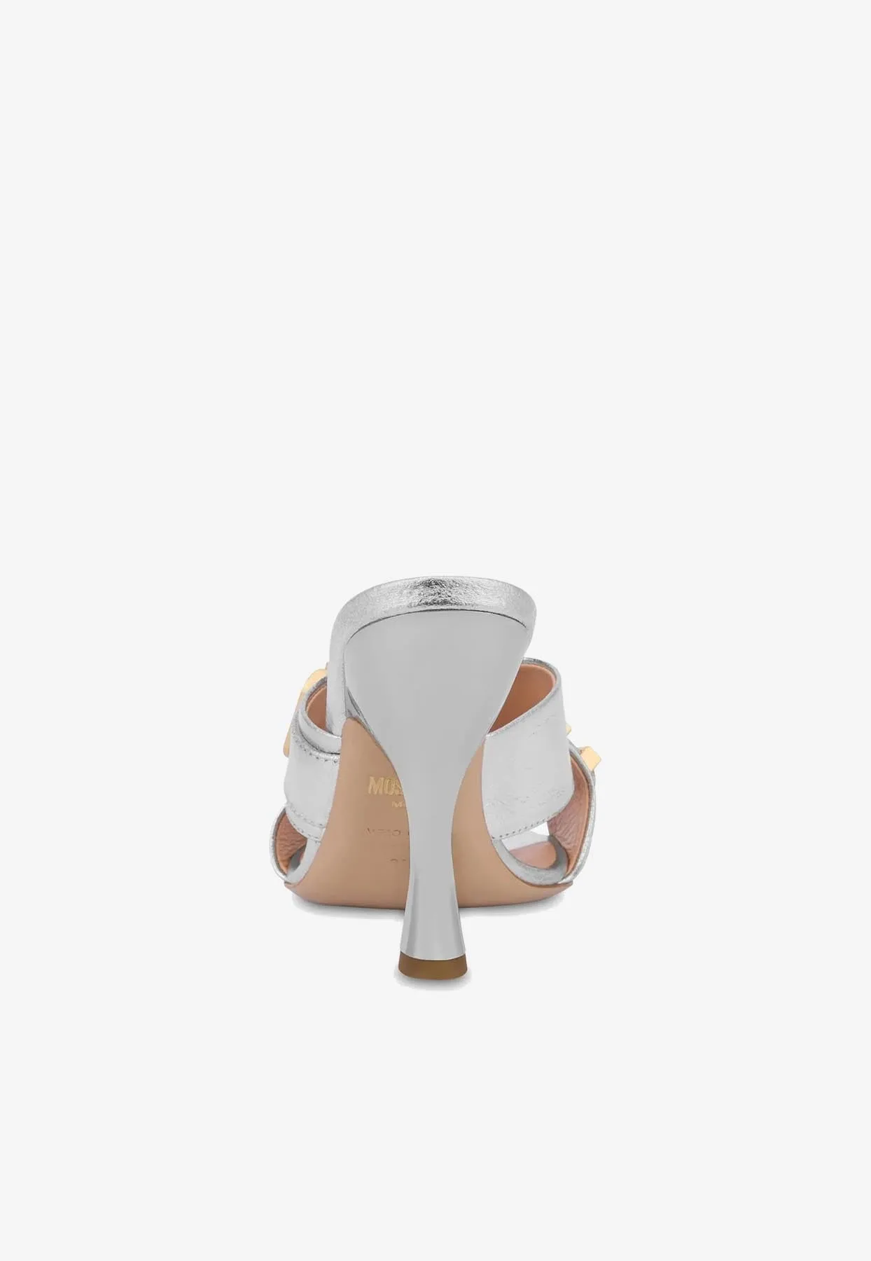 100 Crystal Logo Sandals in Metallic Leather