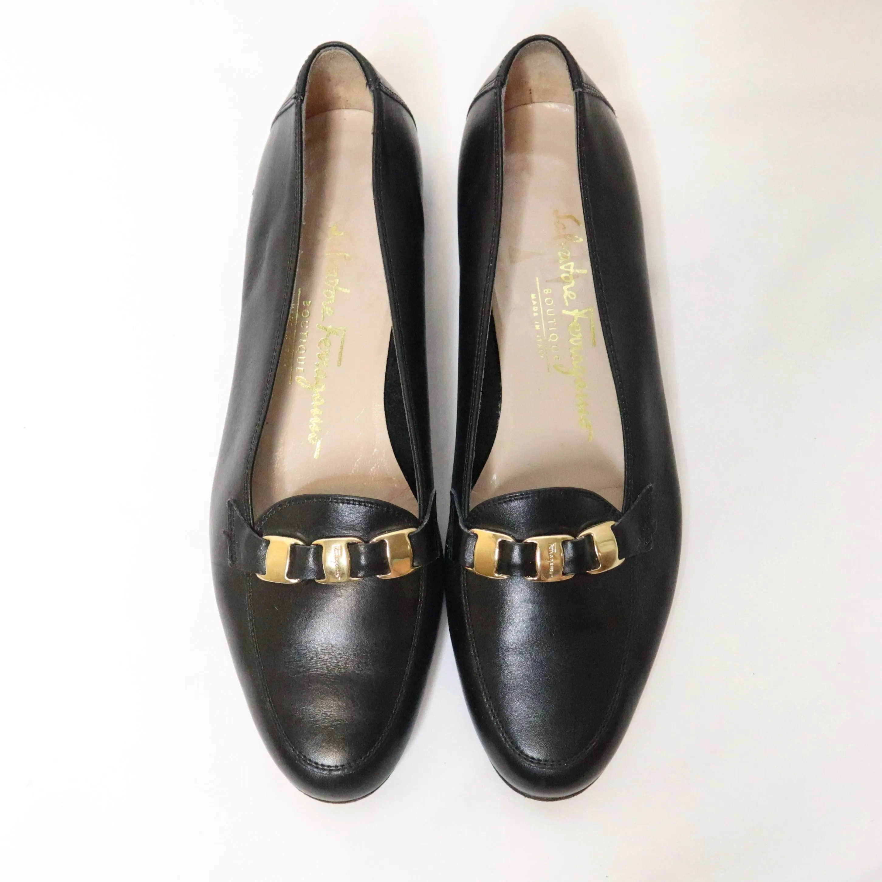 90s SALVATORE FERRAGAMO Black Loafers (6.5)
