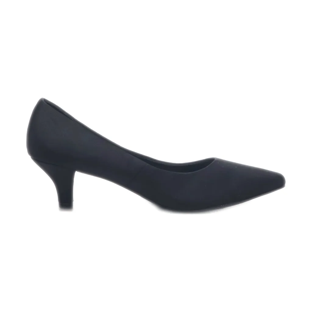Abella Kitten Heels Fabric Black Colour For Women