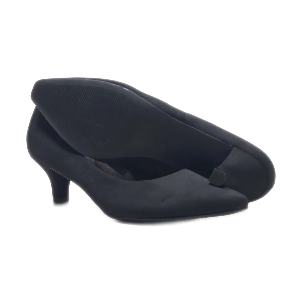 Abella Kitten Heels Fabric Black Colour For Women