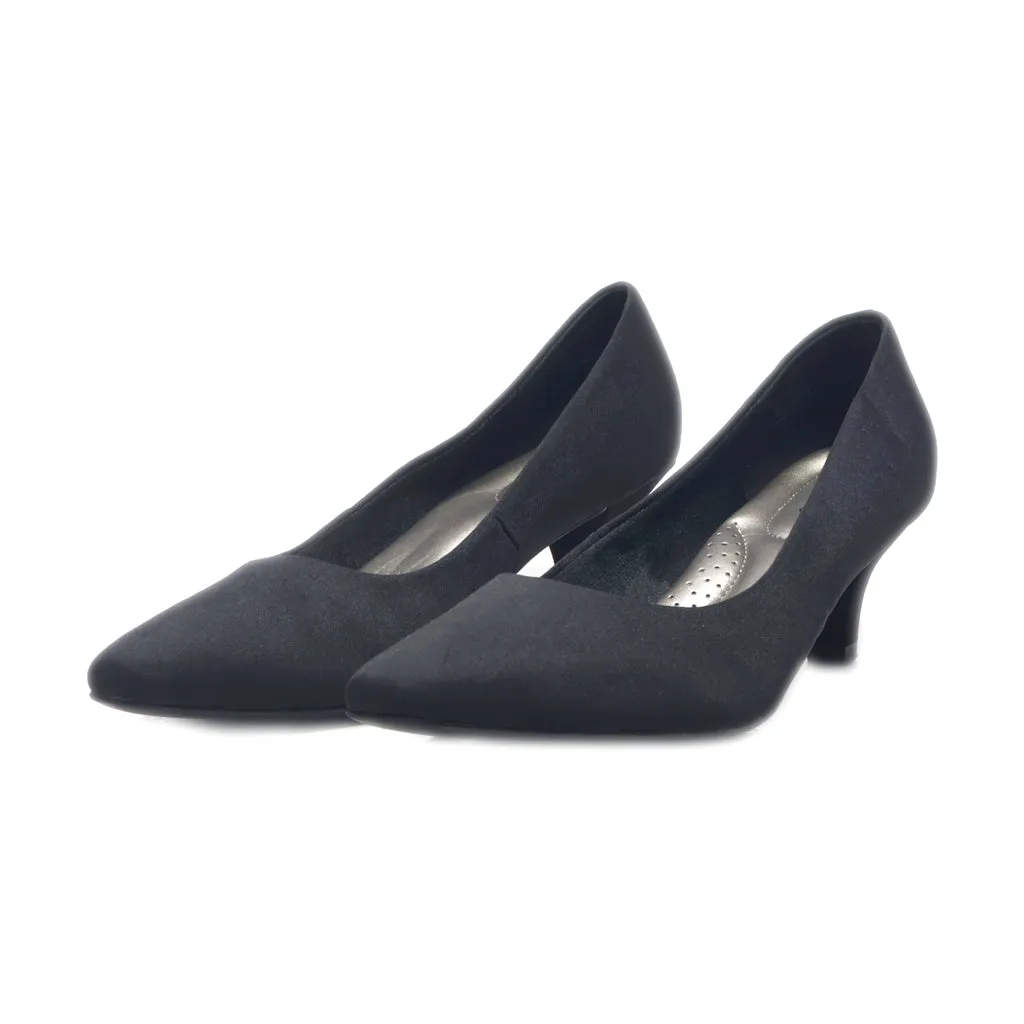 Abella Kitten Heels Fabric Black Colour For Women