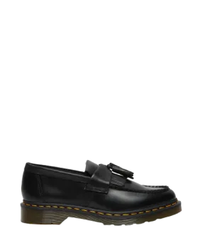 Adrian Yellow Stitch Leather Tassle Loafers - Black Vintage Smooth