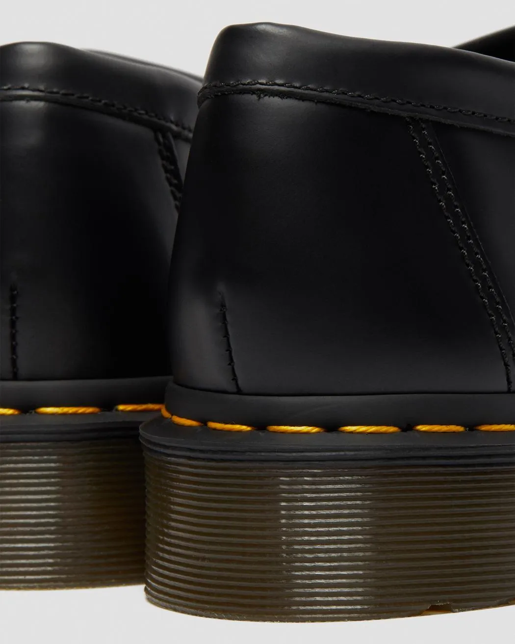 Adrian Yellow Stitch Leather Tassle Loafers - Black Vintage Smooth
