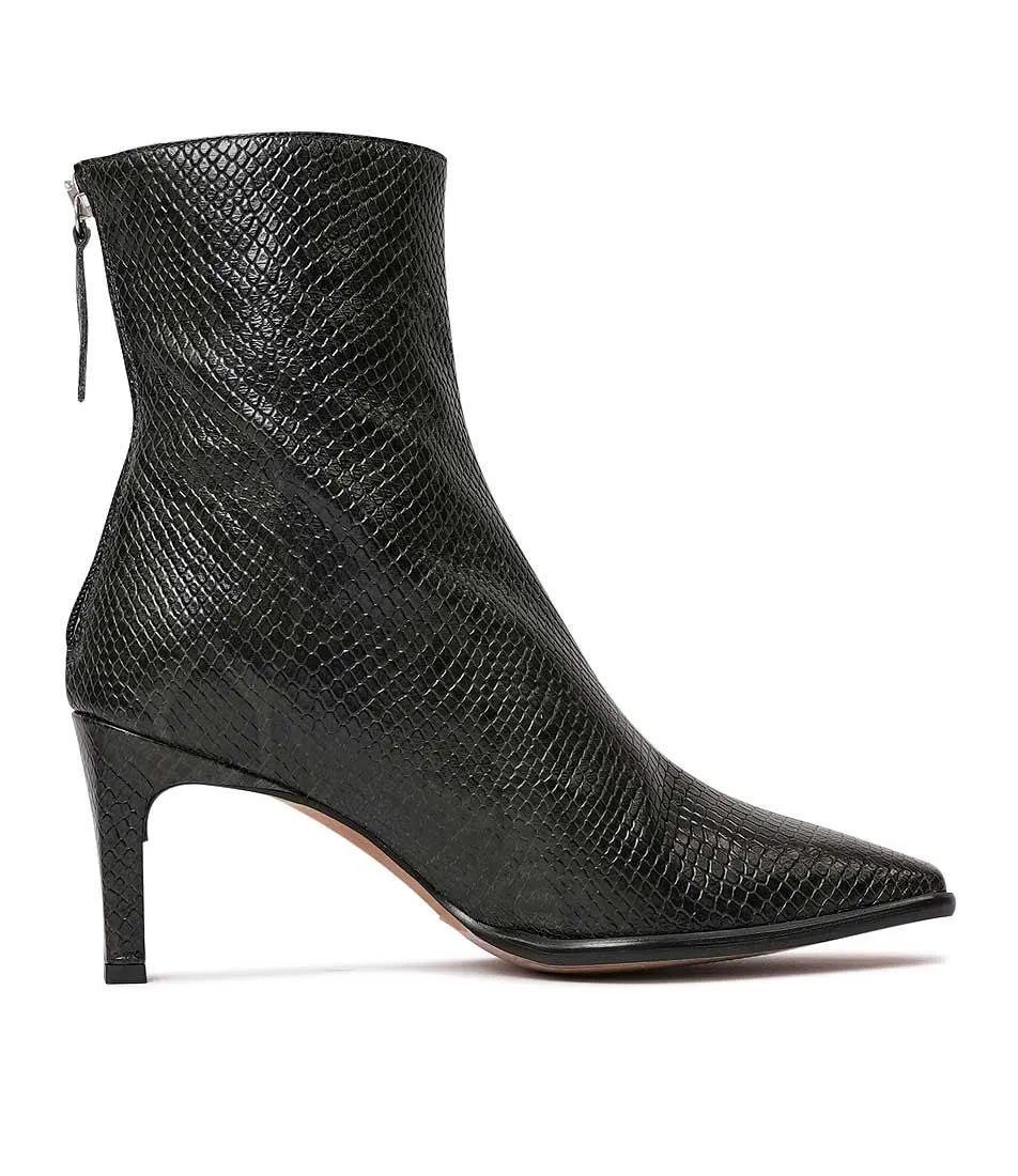 Ag-22544 Olive Snake Leather Ankle Boots