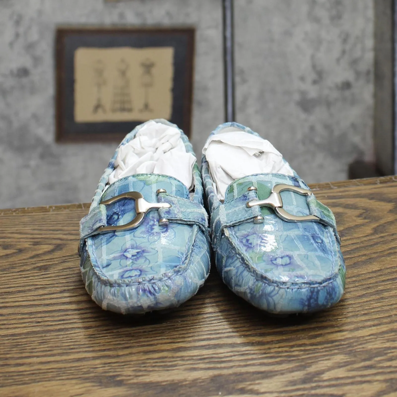 AK Anne Klein Womens Vintage IFLEX AKGREATER Loafers Blue Combo 6M