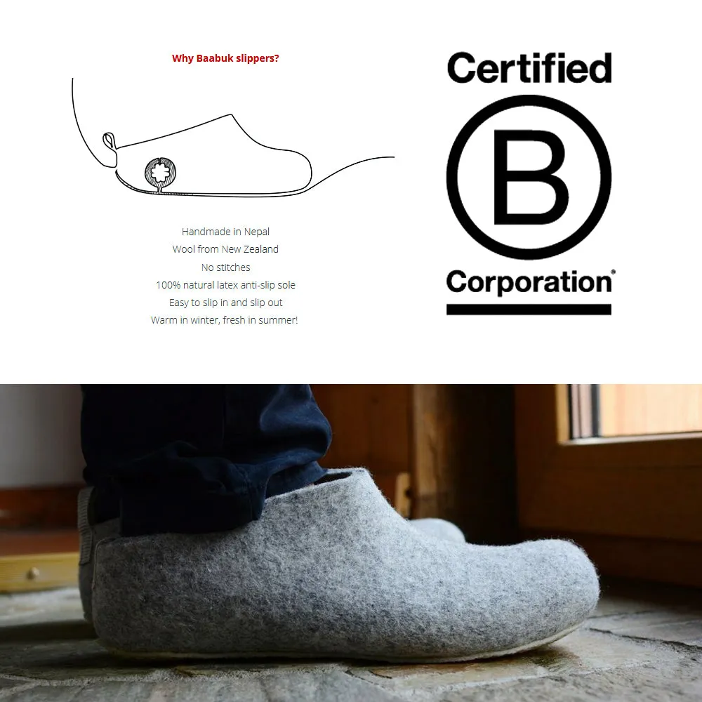 Baabuk Gus Filzpantoffel Slippers Light Grey