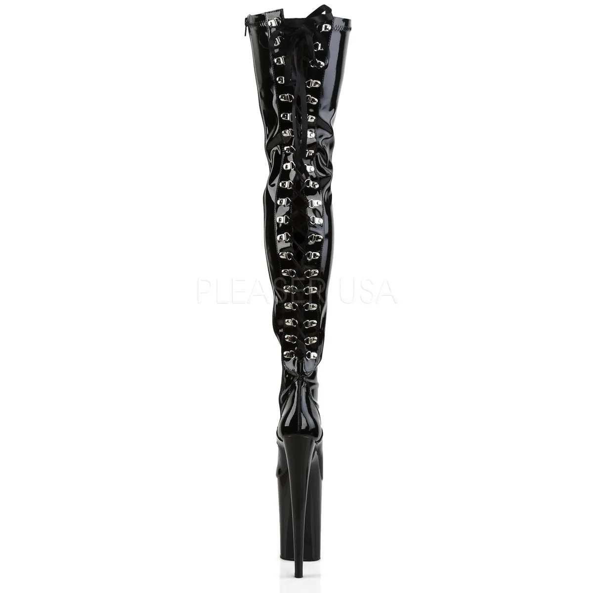 Back Lace-Up Thigh Boots with 9-inch Spike Heels INFINITY-3063