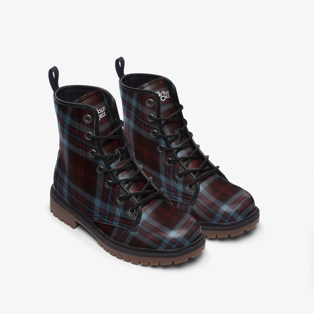 Blue & Red Tartan Vegan Leather Boots