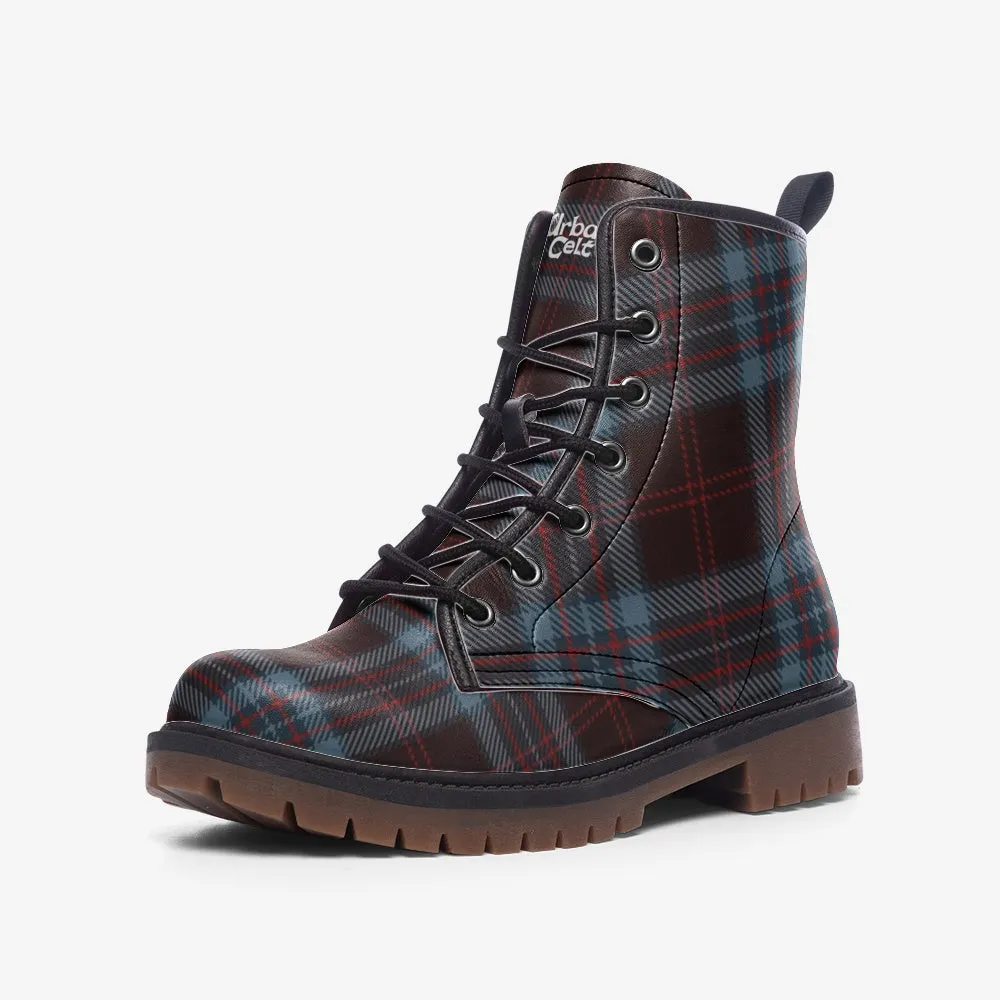 Blue & Red Tartan Vegan Leather Boots