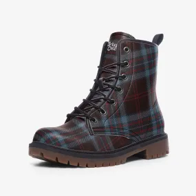 Blue & Red Tartan Vegan Leather Boots