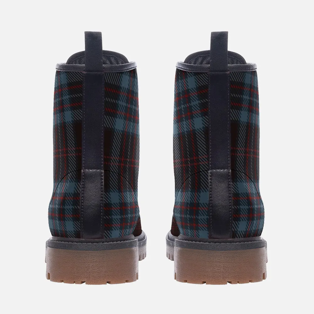 Blue & Red Tartan Vegan Leather Boots