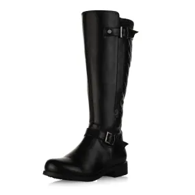 Buckle-Strap Knee-High Boots