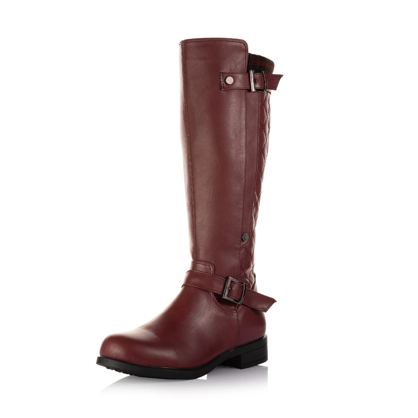 Buckle-Strap Knee-High Boots