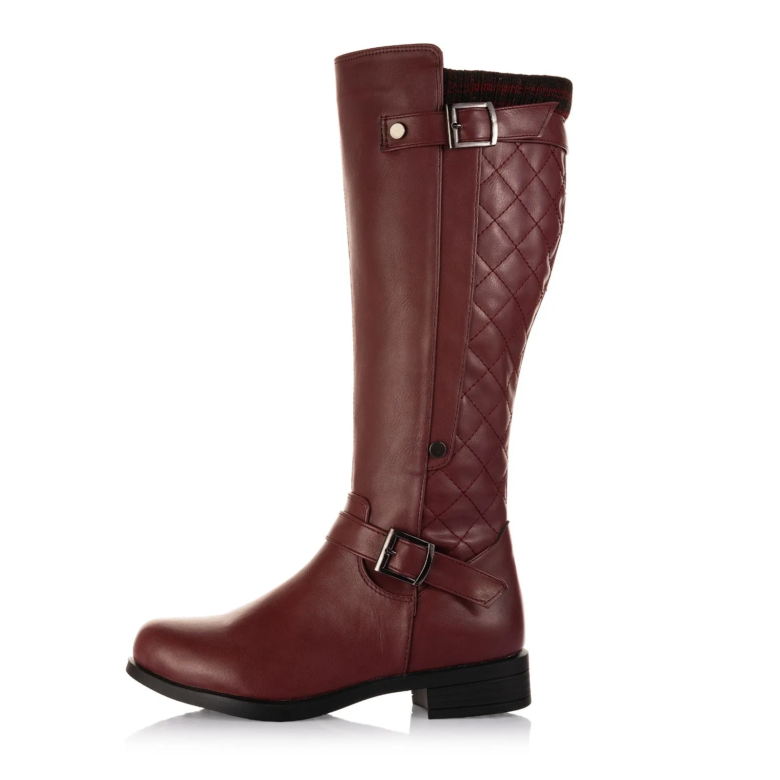 Buckle-Strap Knee-High Boots