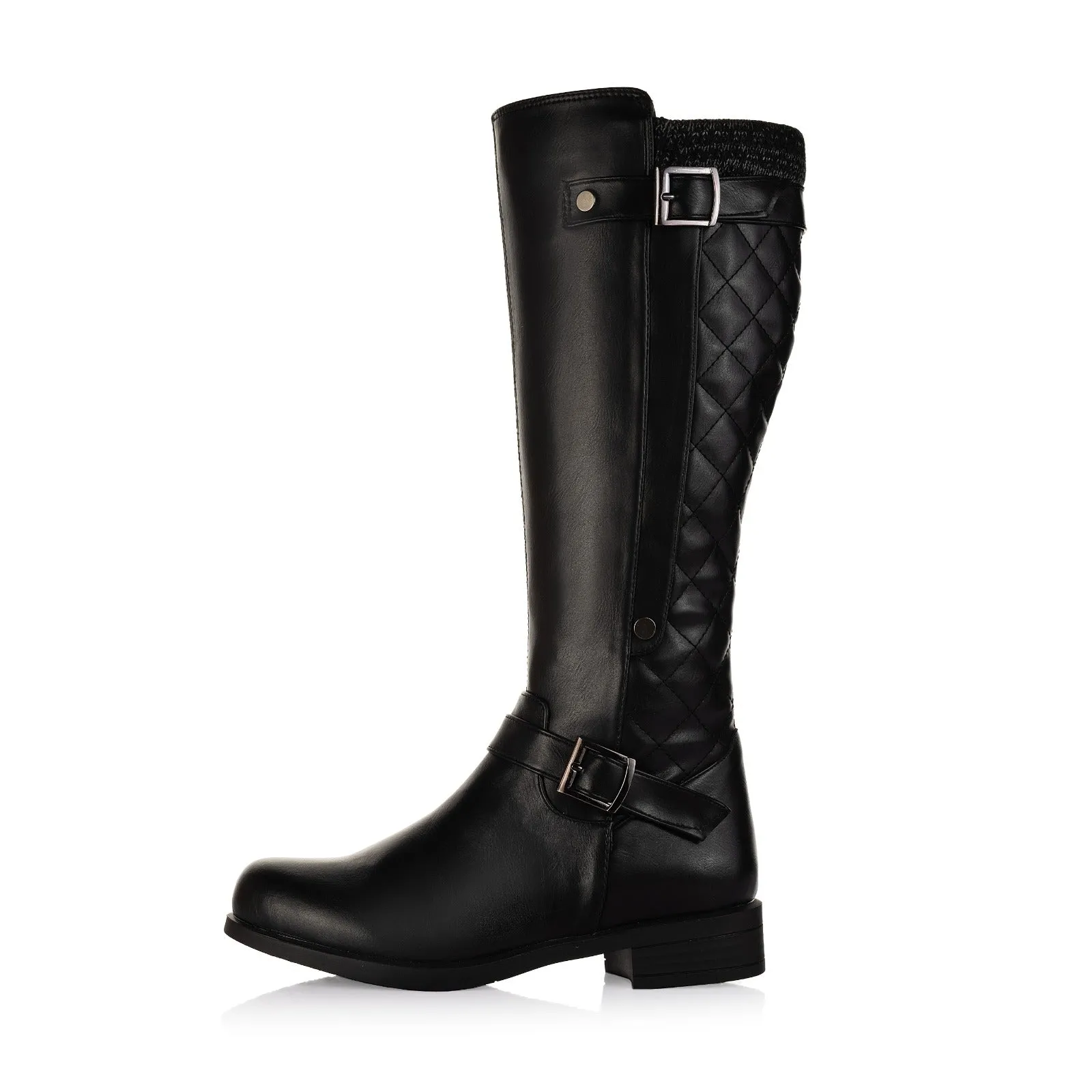Buckle-Strap Knee-High Boots