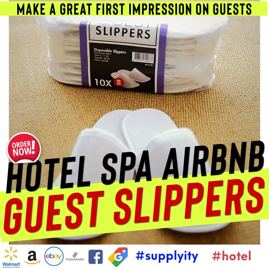 Chochili 1000 Pairs Fabric Packed Terry Cotton Disposable Hotel Slippers for Airbnb Spa Wedding Guests Adult Men Women Size 10-11, White