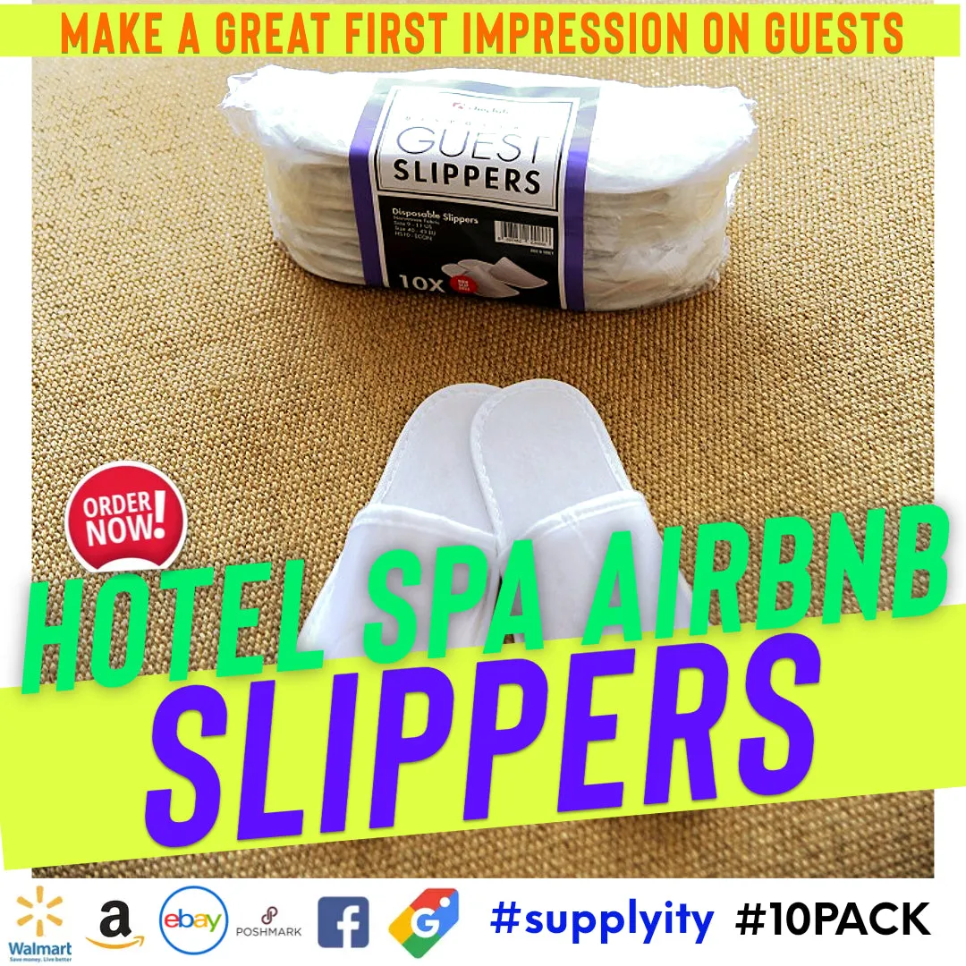 Chochili 1000 Pairs Fabric Packed Terry Cotton Disposable Hotel Slippers for Airbnb Spa Wedding Guests Adult Men Women Size 10-11, White