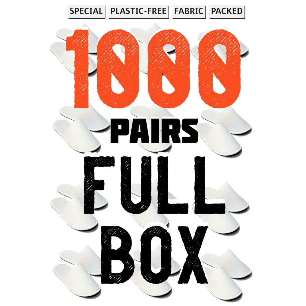 Chochili 1000 Pairs Fabric Packed Terry Cotton Disposable Hotel Slippers for Airbnb Spa Wedding Guests Adult Men Women Size 10-11, White