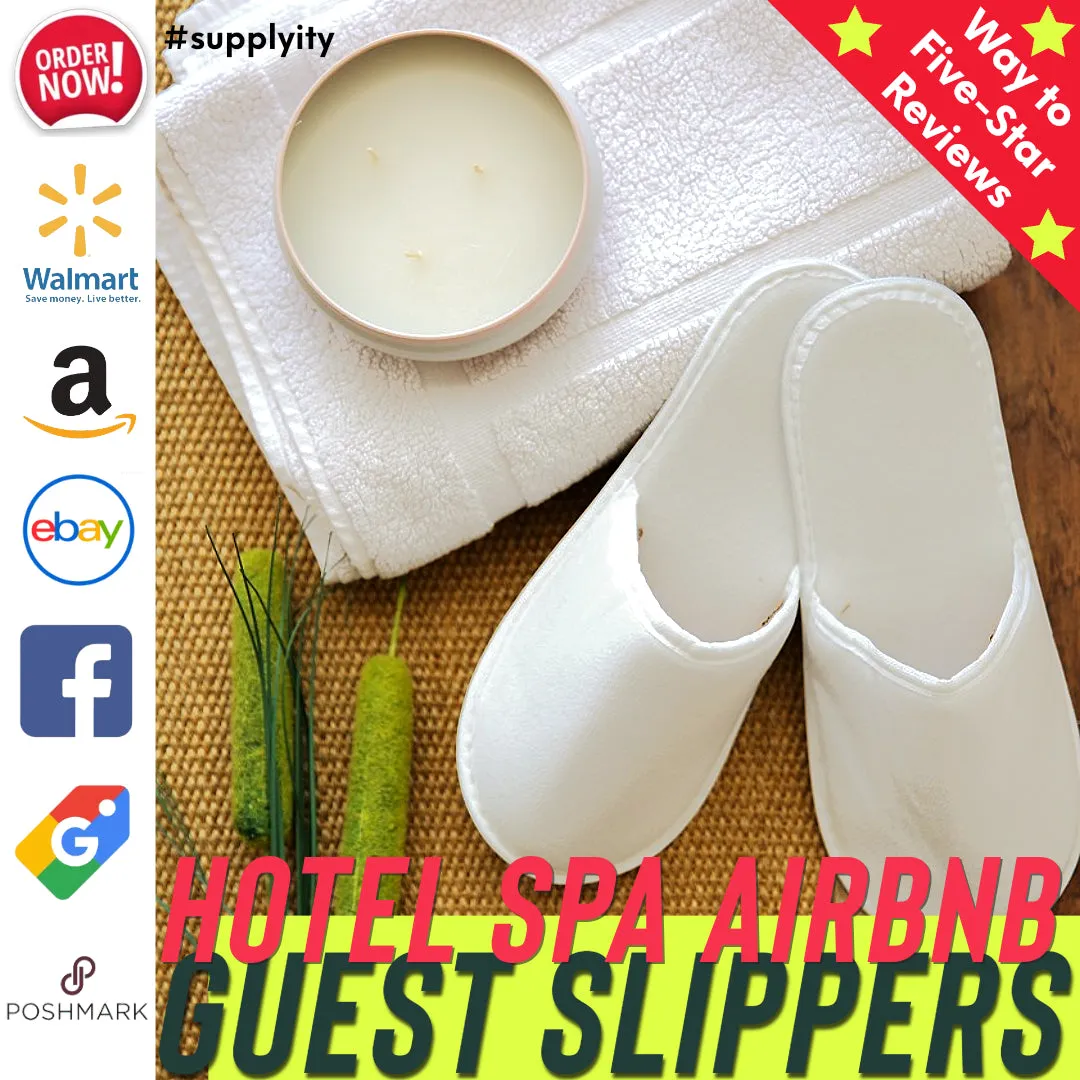 Chochili 1000 Pairs Fabric Packed Terry Cotton Disposable Hotel Slippers for Airbnb Spa Wedding Guests Adult Men Women Size 10-11, White