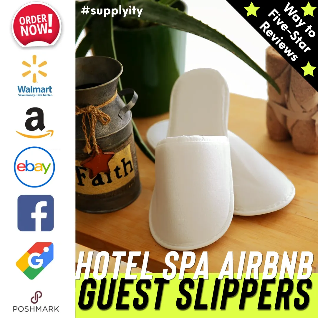 Chochili 1000 Pairs Fabric Packed Terry Cotton Disposable Hotel Slippers for Airbnb Spa Wedding Guests Adult Men Women Size 10-11, White