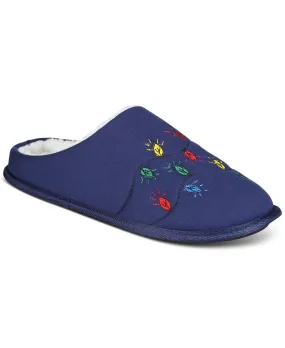 Club Room Men's Holiday Lights Slippers Slip On Blue Multi  XL 12 to 13