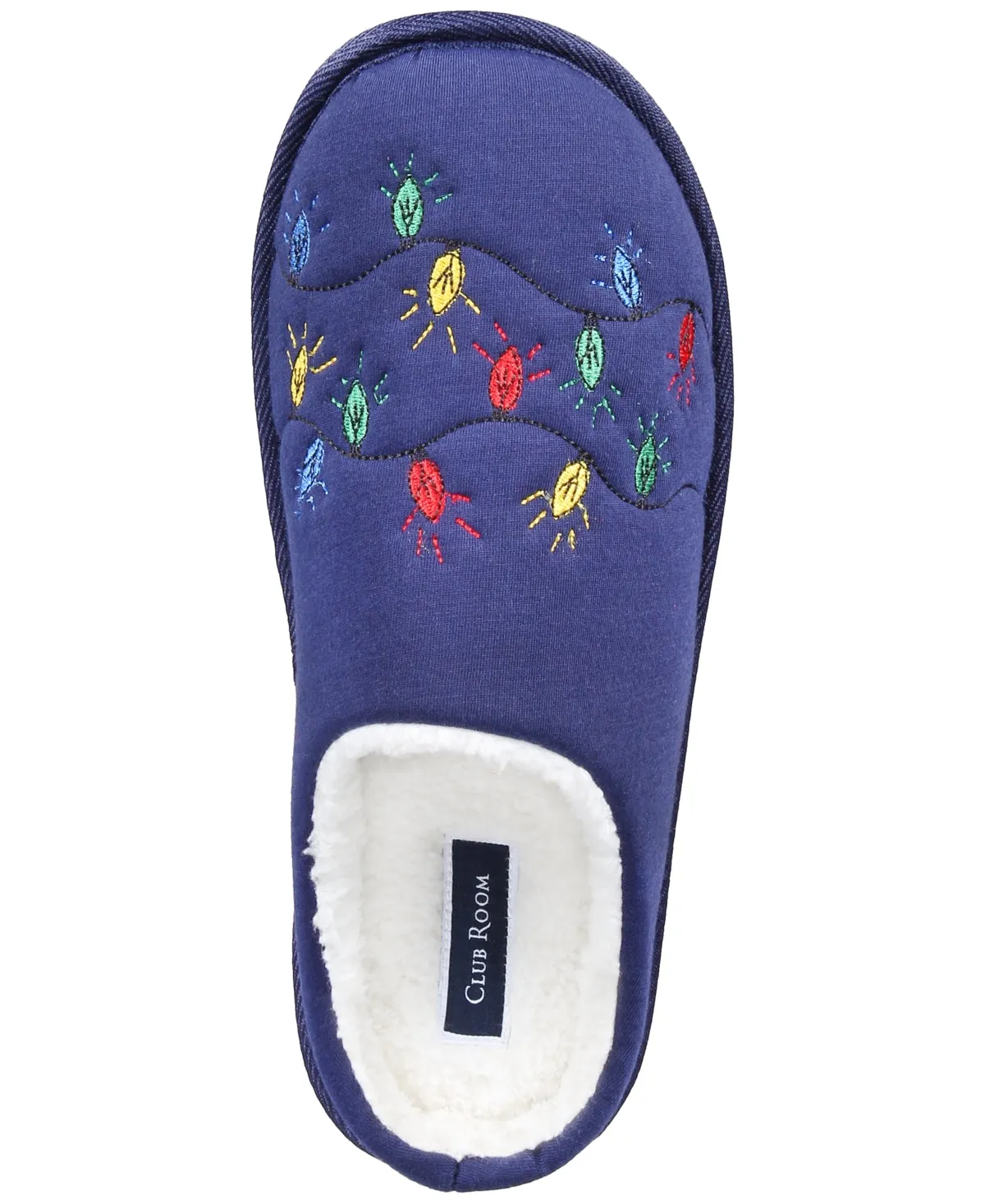 Club Room Men's Holiday Lights Slippers Slip On Blue Multi  XL 12 to 13
