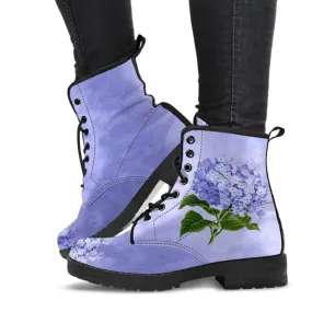 Combat Boots - Vintage Style Purple Flowers | Boho Shoes, Handmade Lace Up Boots, Vegan Leather Lace Up Boots Women, Custom Shoes