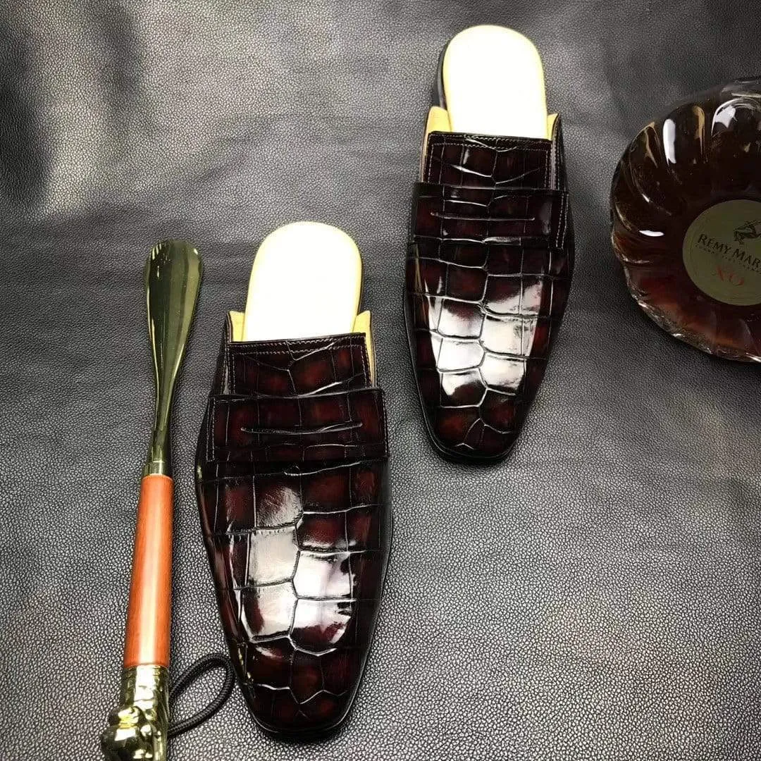 Crocodile Shoes Genuine Crocodile Leather Penny Casual Loafers  Slip-On Slippers