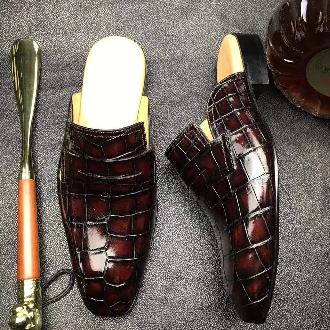 Crocodile Shoes Genuine Crocodile Leather Penny Casual Loafers  Slip-On Slippers