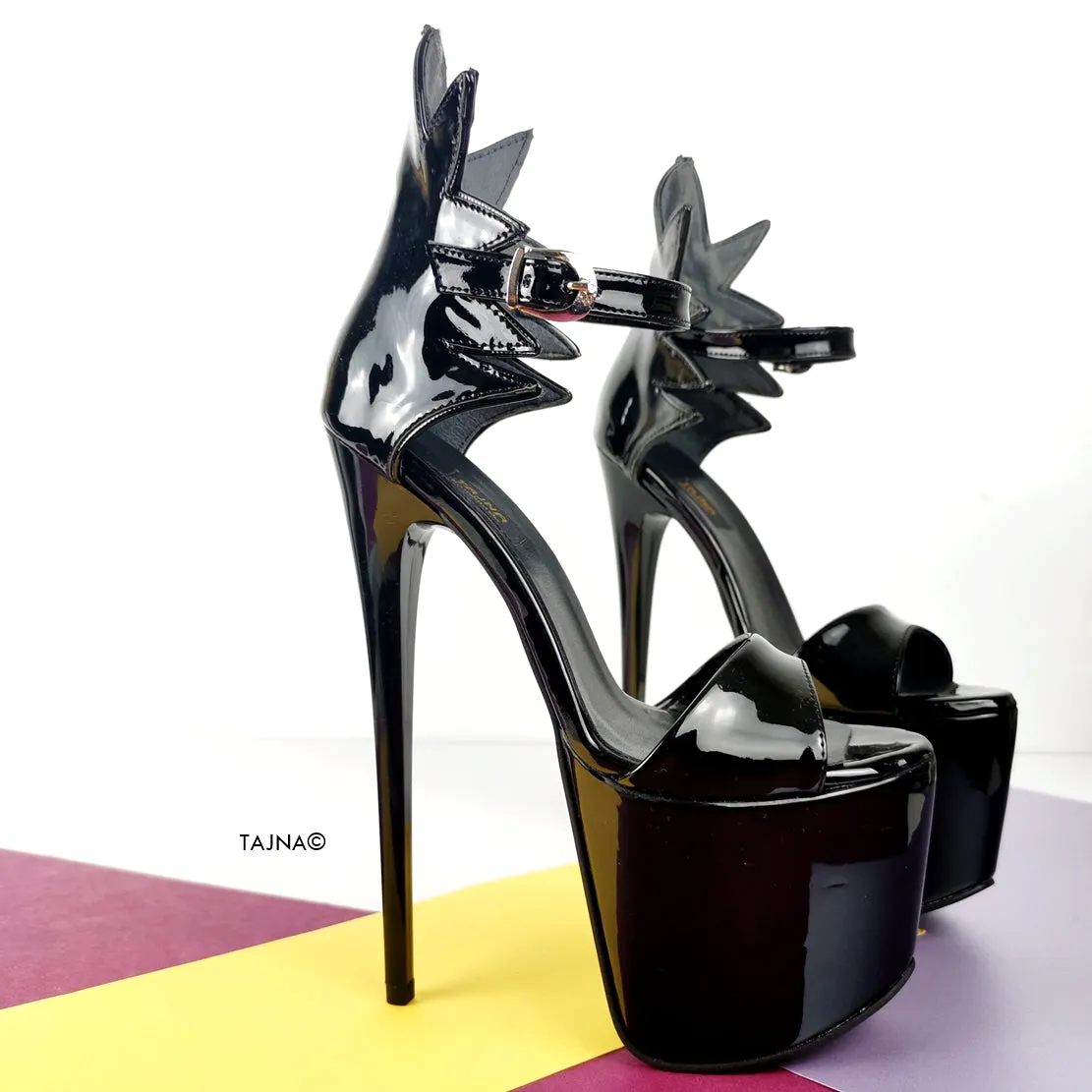 Dahlia Designer Black Patent High Heels