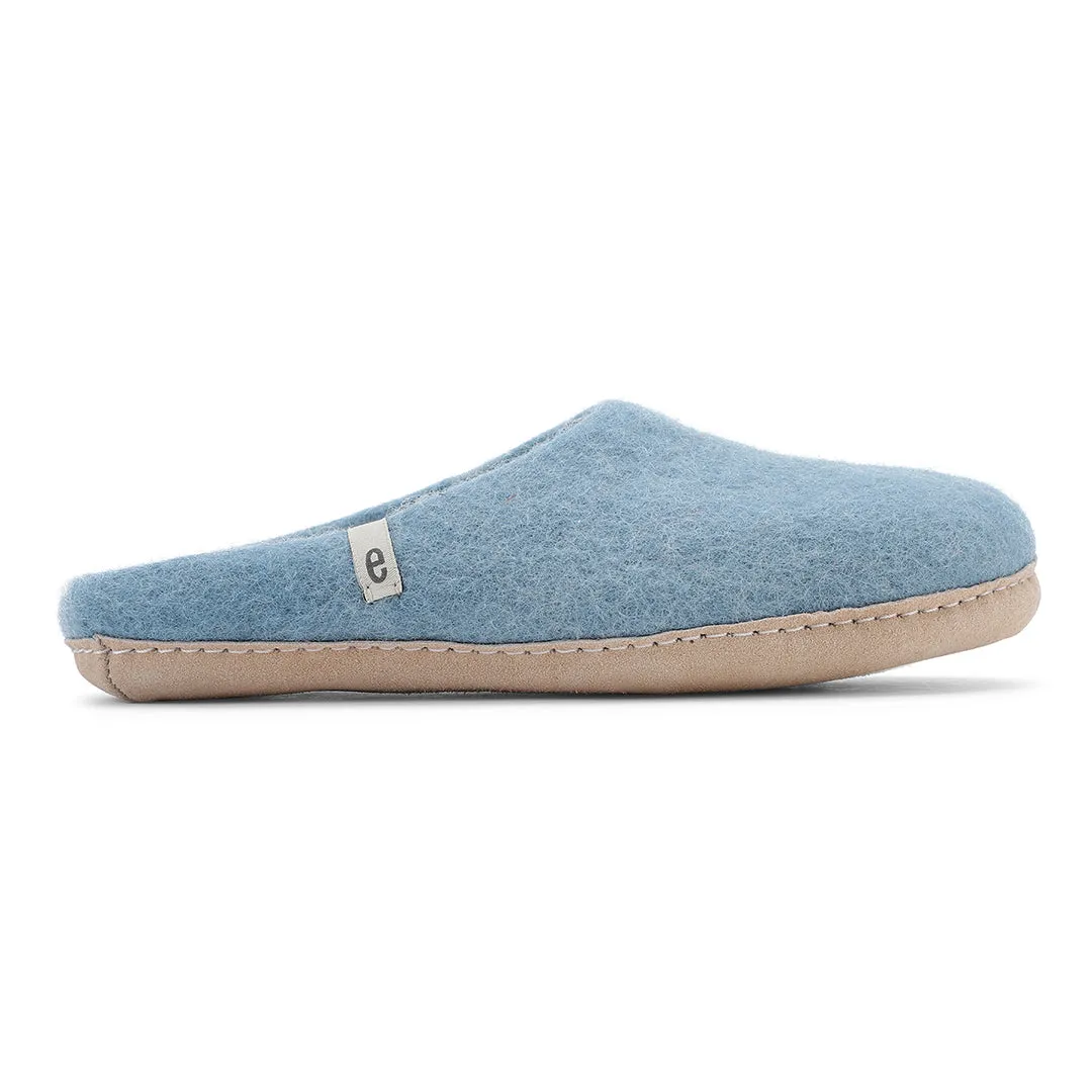 Egos Felted Wool Mule Slippers, Light Blue