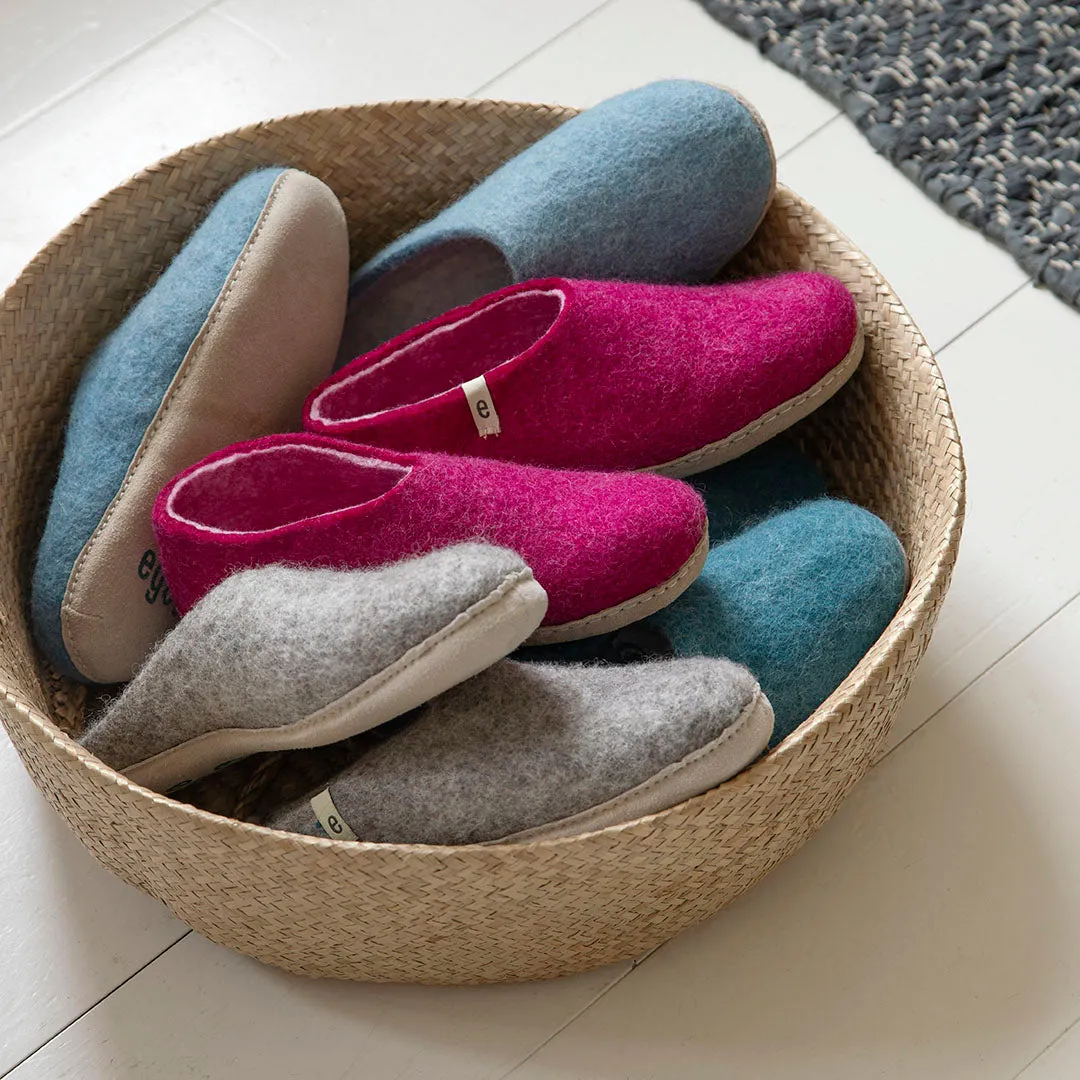 Egos Felted Wool Mule Slippers, Light Blue