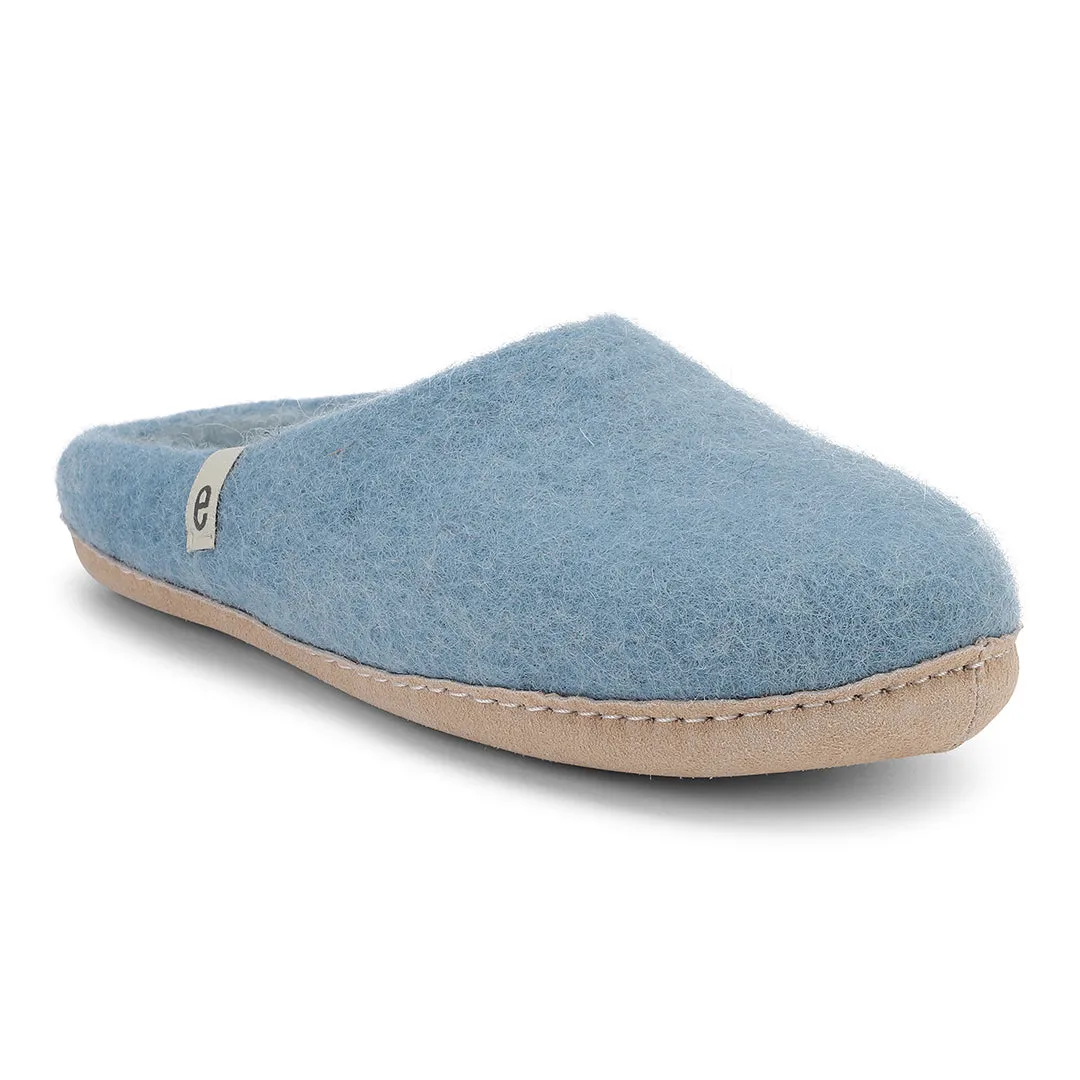 Egos Felted Wool Mule Slippers, Light Blue