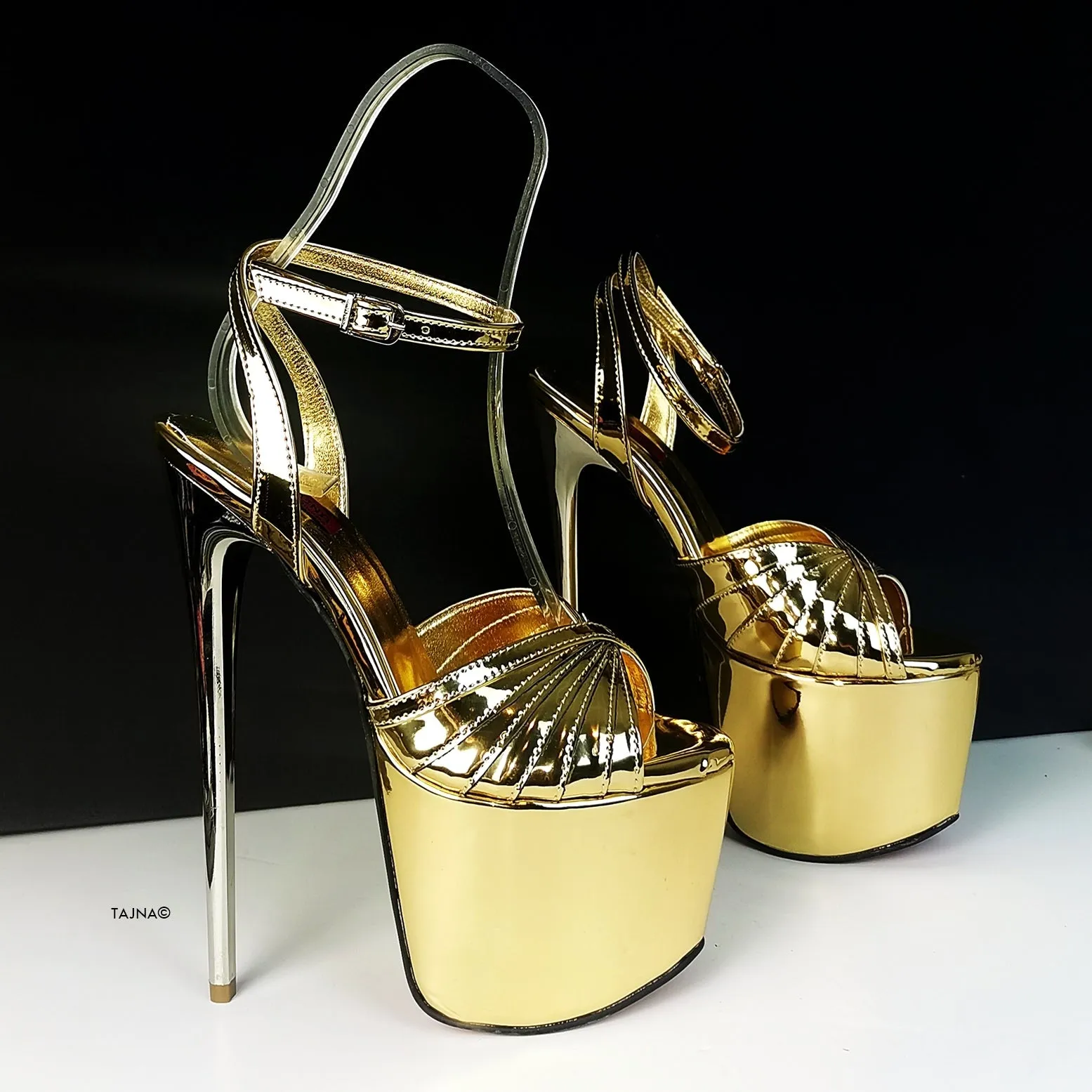 Gold Mirror Tango Strap High Heels