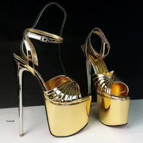 Gold Mirror Tango Strap High Heels