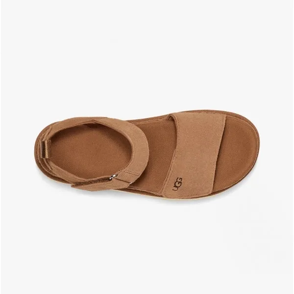 GOLDENSTAR Ladies Suede Platform Sandals Chestnut