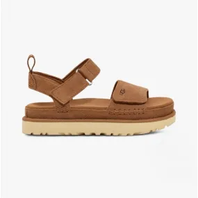 GOLDENSTAR Ladies Suede Platform Sandals Chestnut