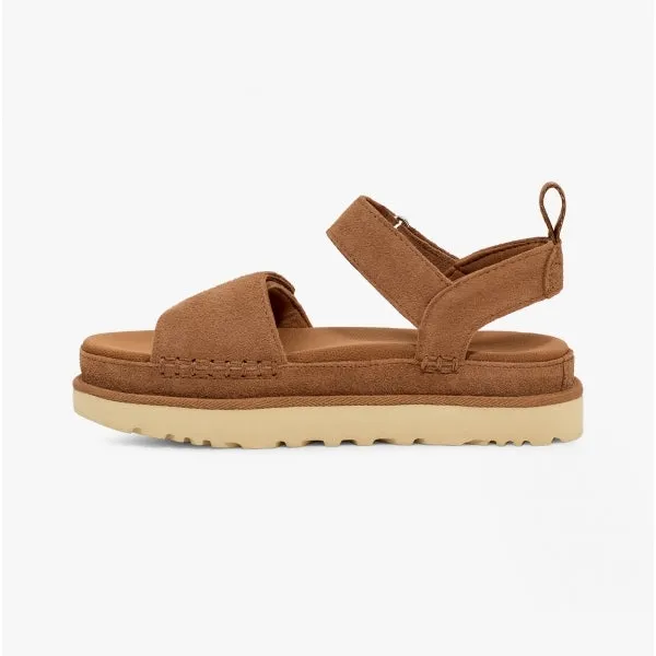 GOLDENSTAR Ladies Suede Platform Sandals Chestnut