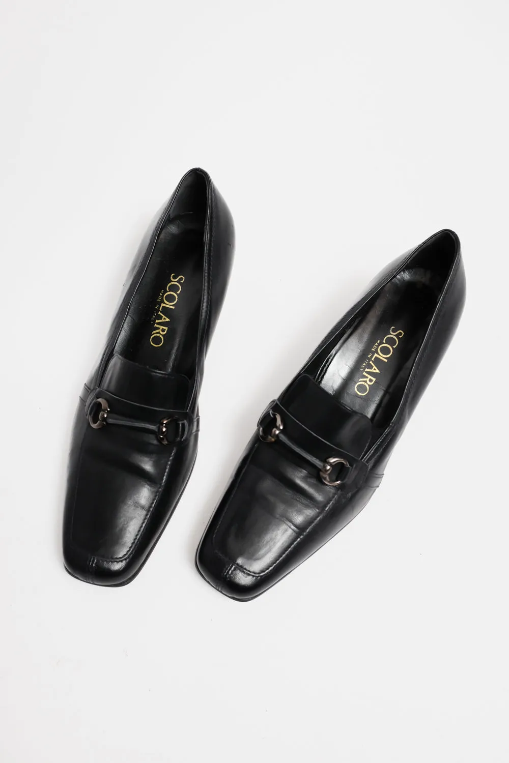ITALY BLACK LEATHER VINTAGE LOAFERS 40