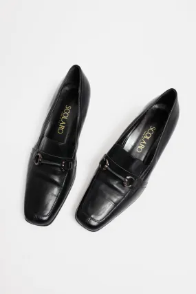 ITALY BLACK LEATHER VINTAGE LOAFERS 40