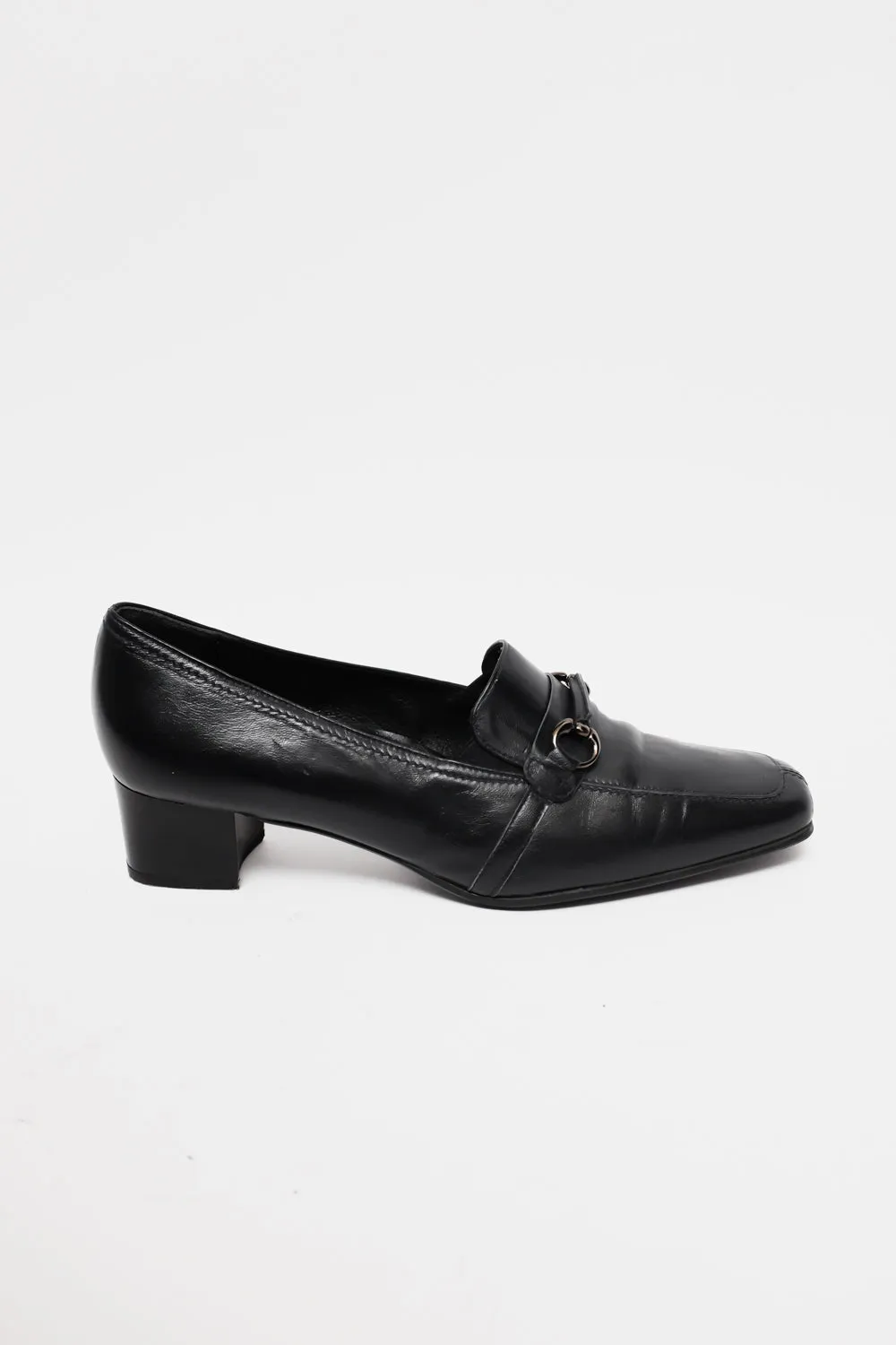 ITALY BLACK LEATHER VINTAGE LOAFERS 40