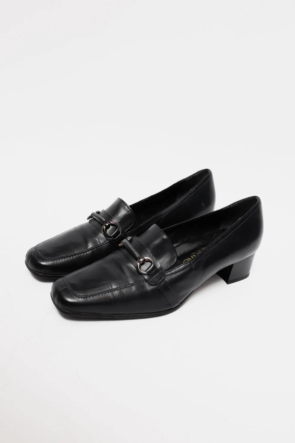ITALY BLACK LEATHER VINTAGE LOAFERS 40