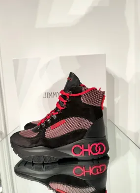 JIMMY CHOO Suede Mesh Lace-Up Platform Sneakers