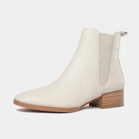 Kenya Ivory Leather Ankle Boots