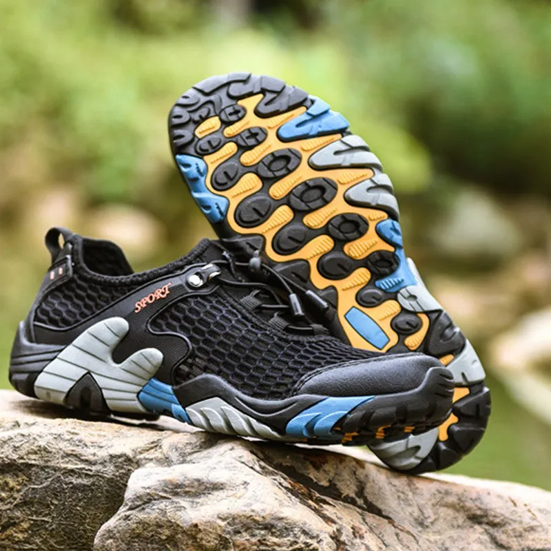 Kylebooker Mens Breathable Fly Fishing Shoes Water Sports Upstream Shoes Summer Hiking Outdoor Sneakers Walking Trekking Aqua Shoes