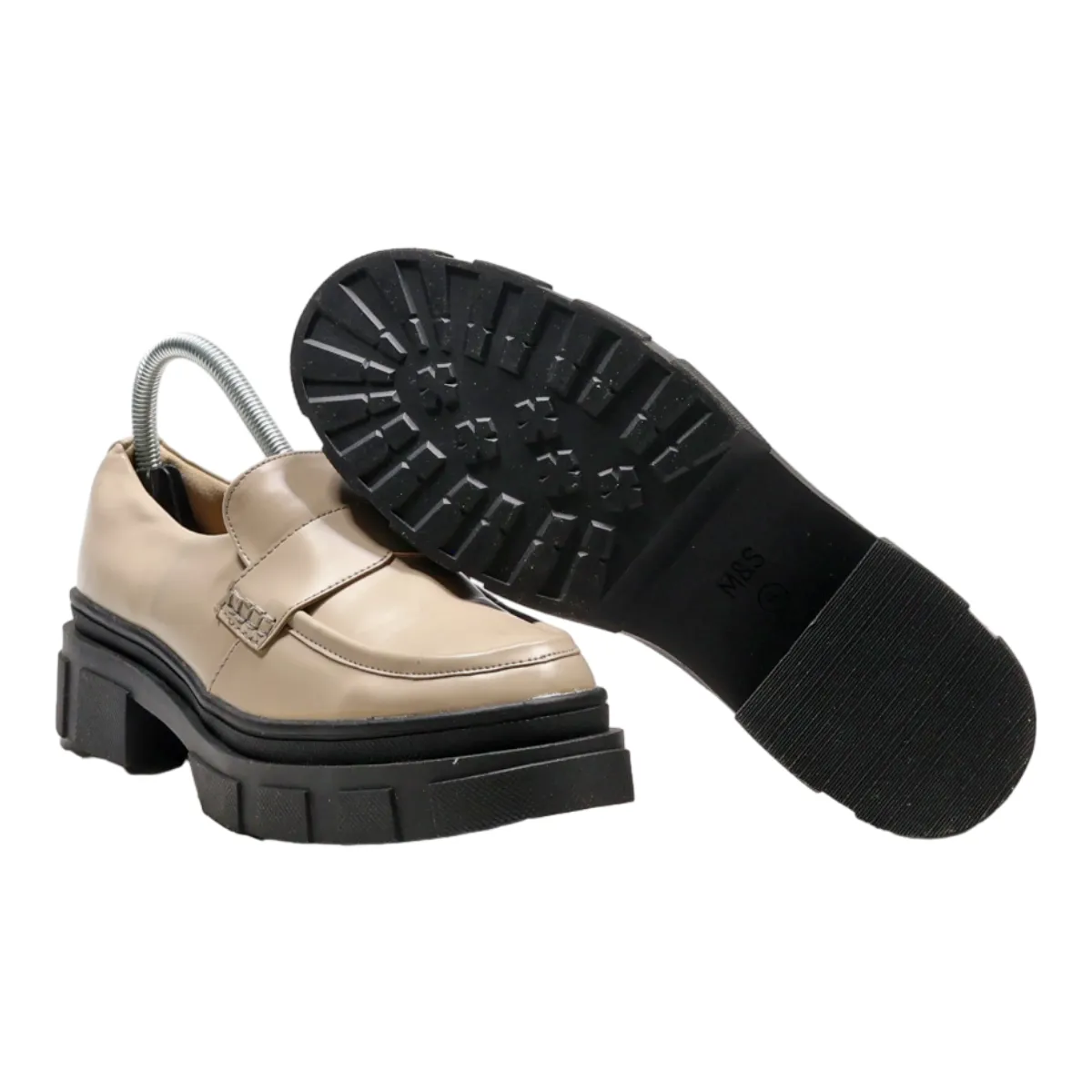 M&S Loafers Platform Shoes Beige Synthetic Womens UK 6