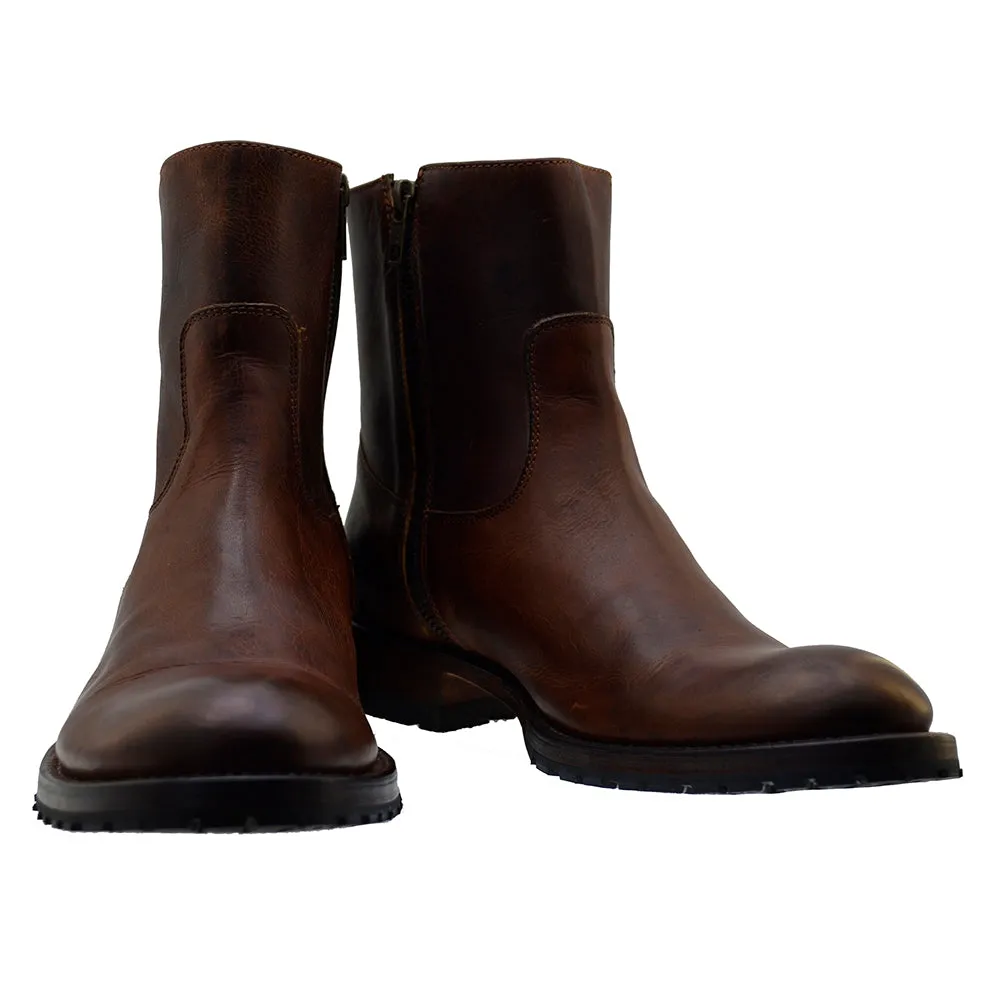 Men's Biker Boots Sendra 9491 Brown Leather Zipper Biker Boots available size 40