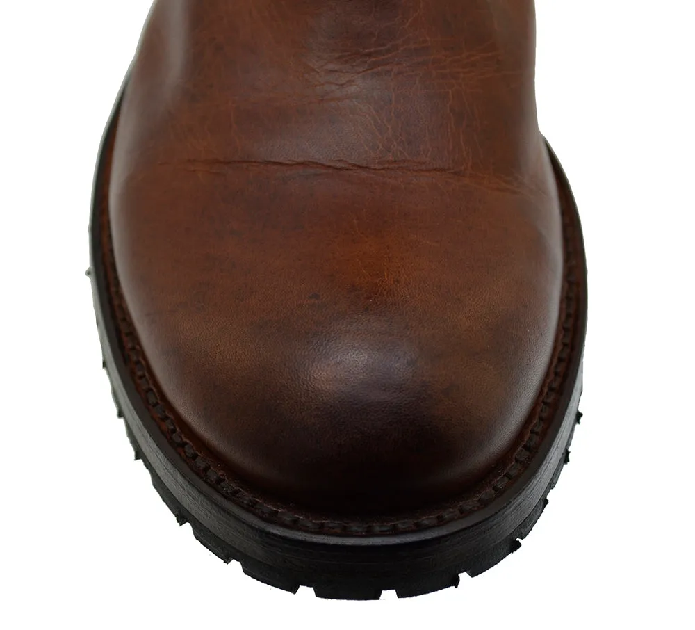 Men's Biker Boots Sendra 9491 Brown Leather Zipper Biker Boots available size 40