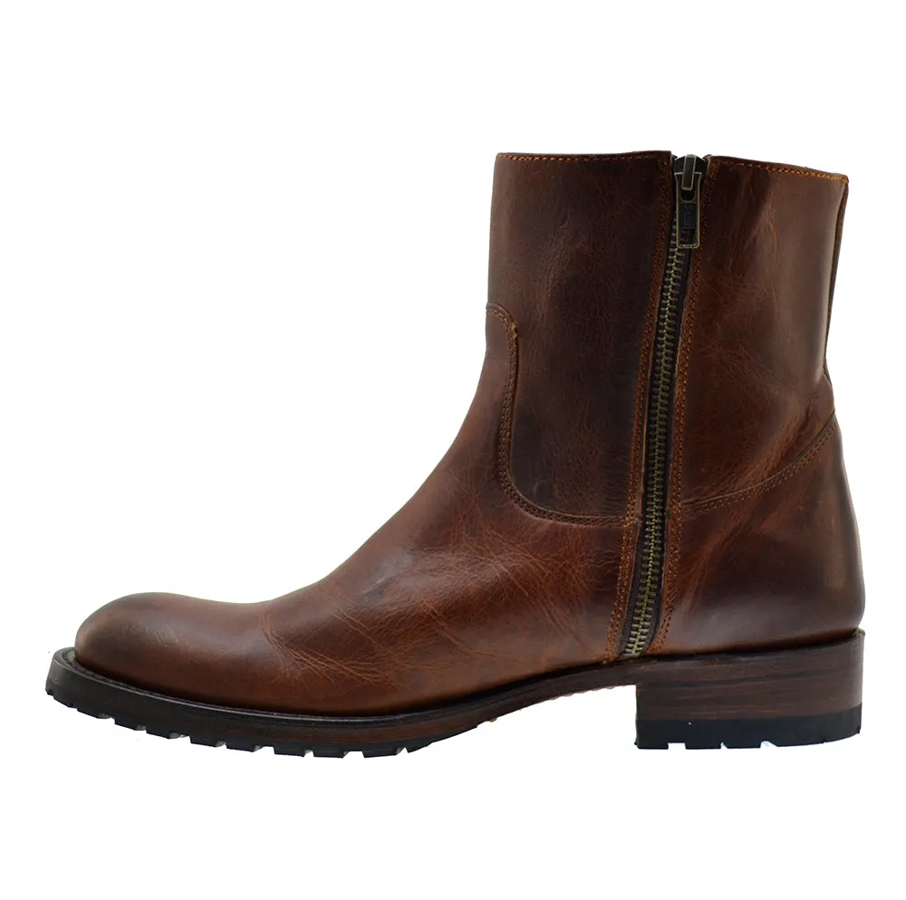 Men's Biker Boots Sendra 9491 Brown Leather Zipper Biker Boots available size 40