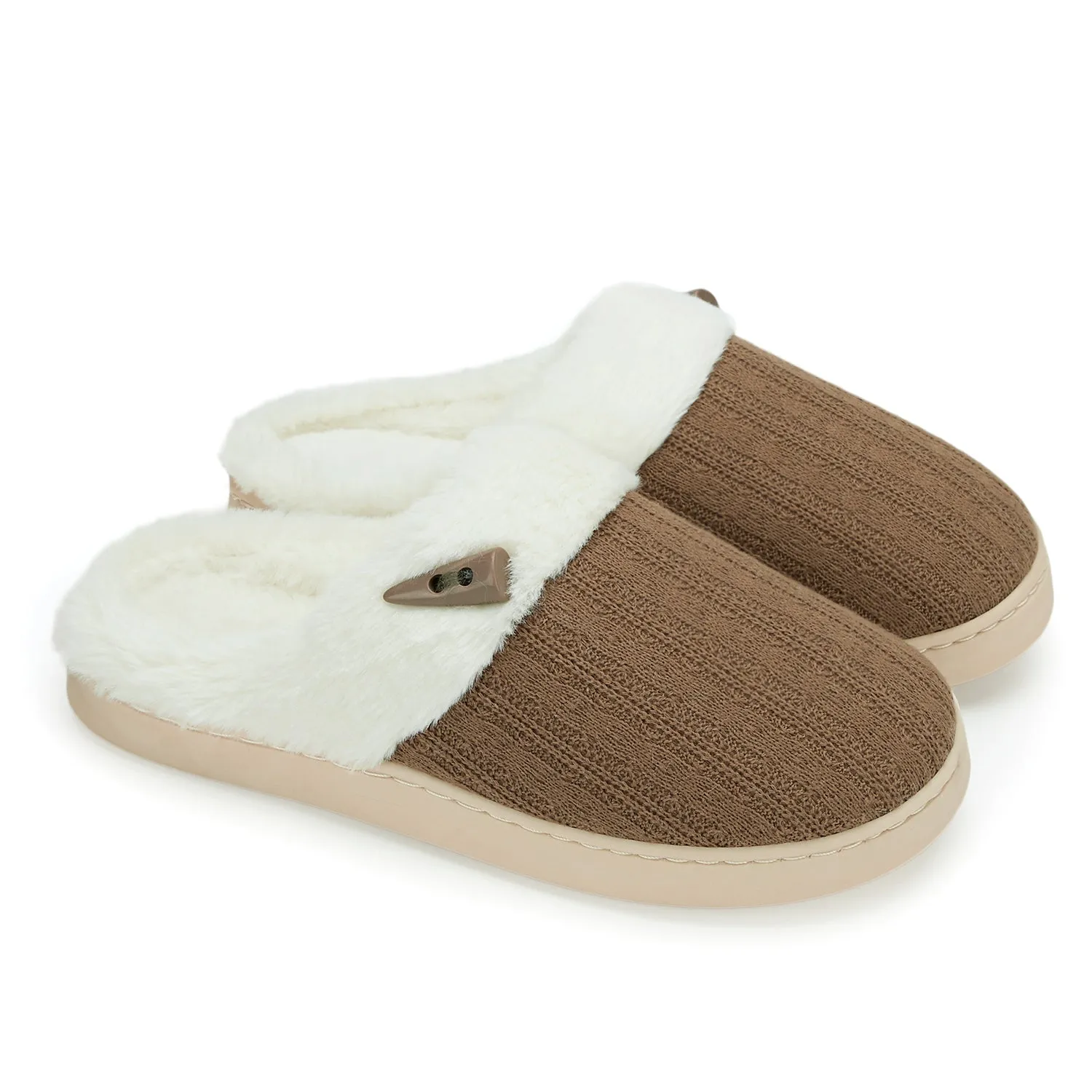 NineCiFun Women's Slip on Fuzzy Slippers Outdoor House Slippers Cotton Knit